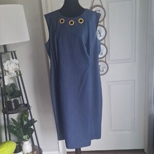 Calvin Klein Blue Dress with Gold Details